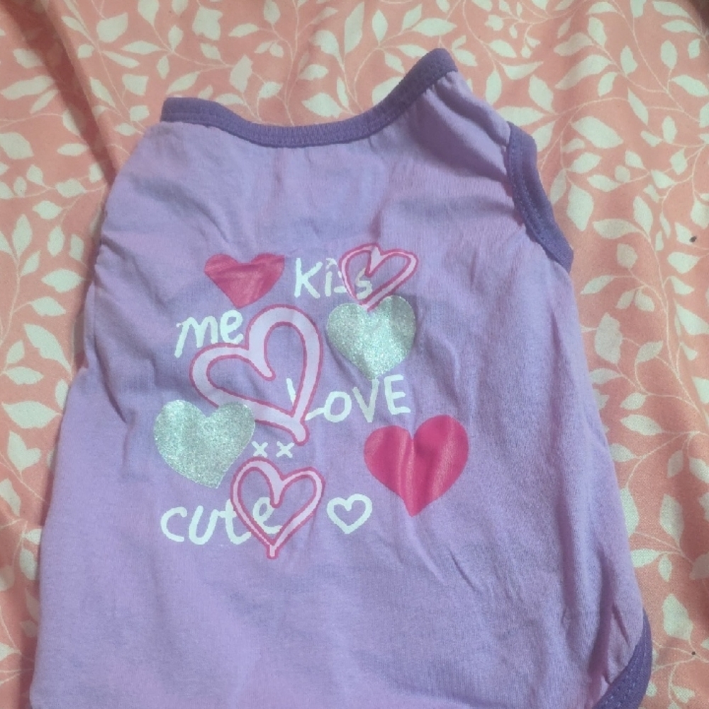 Purple Dog Shirt with Heart Design